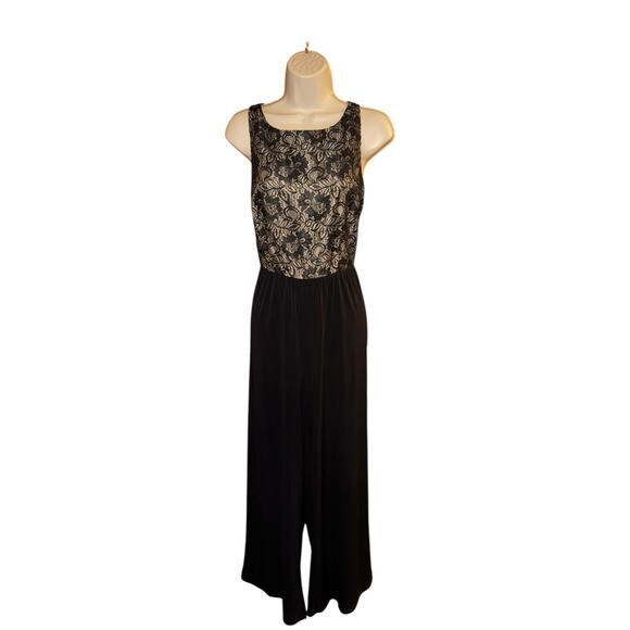 Calvin Klein Black stretch lace top special occasion jumpsuit size 6 - Picture 1 of 5
